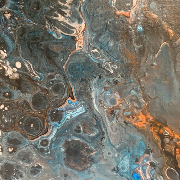 Original Artwork Painting Canvas Abstract Blue Swirls 12 x 12 Acrylic. - Picture 10 of 16